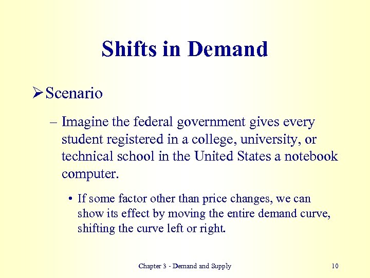 Shifts in Demand Ø Scenario – Imagine the federal government gives every student registered
