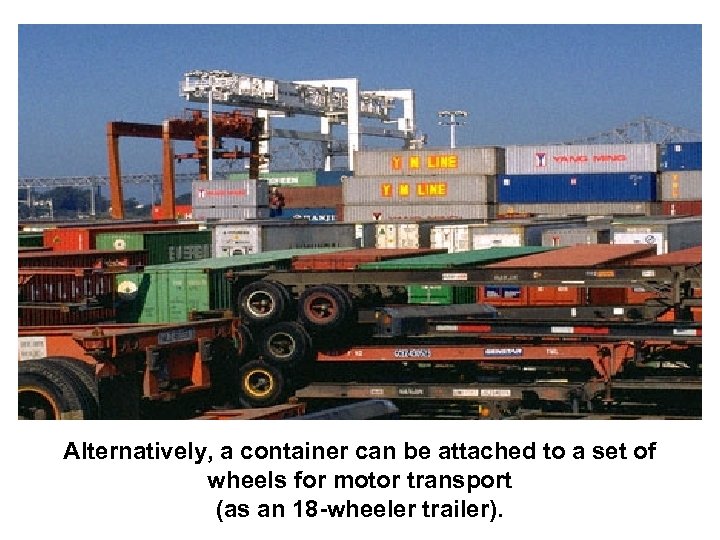 Alternatively, a container can be attached to a set of wheels for motor transport