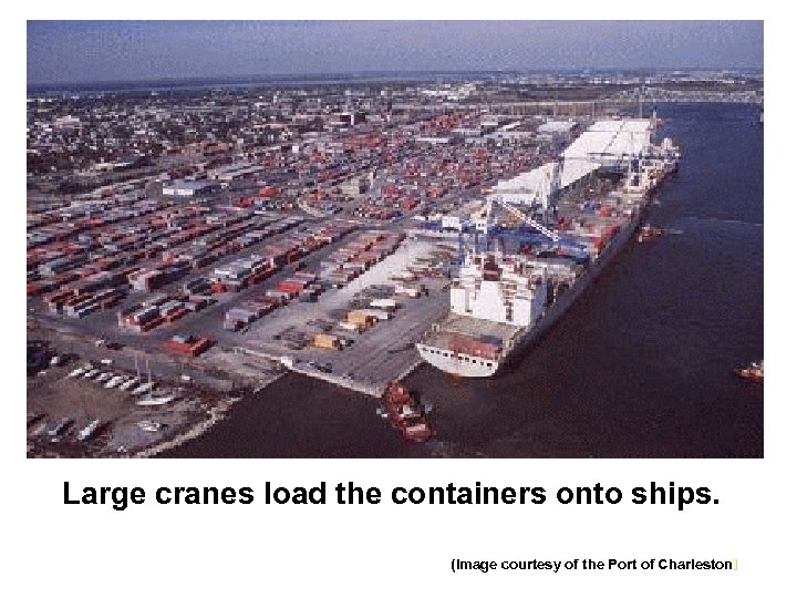 Large cranes load the containers onto ships. (Image courtesy of the Port of Charleston)