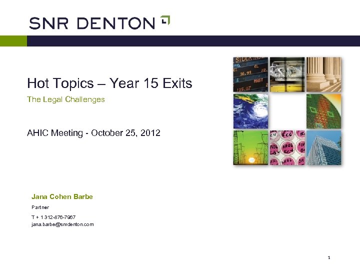 Hot Topics – Year 15 Exits The Legal Challenges AHIC Meeting - October 25,