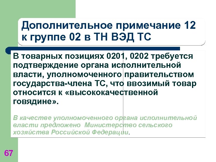 Дополнительное примечание 12 к группе 02 в ТН ВЭД ТС В товарных позициях 0201,