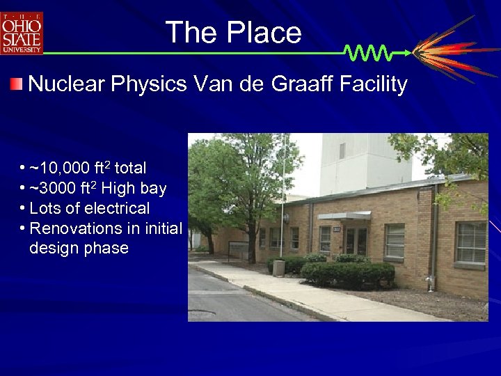 The Place Nuclear Physics Van de Graaff Facility • ~10, 000 ft 2 total