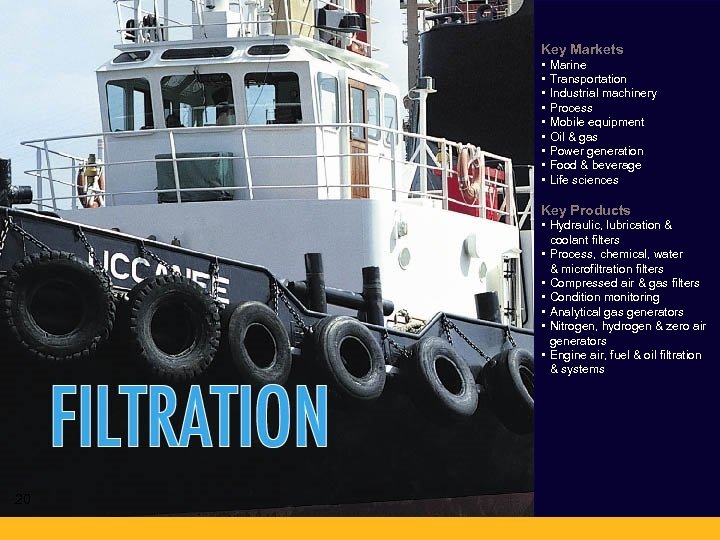Key Markets • • • Marine Transportation Industrial machinery Process Mobile equipment Oil &