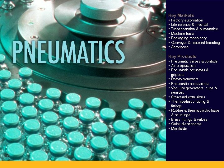 Key Markets • • Factory automation Life science & medical Transportation & automotive Machine