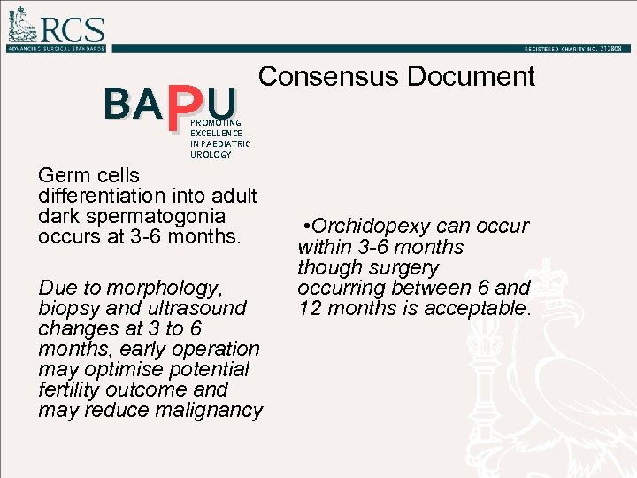 BAPU Consensus Document PROMOTING EXCELLENCE IN PAEDIATRIC UROLOGY Germ cells differentiation into adult dark