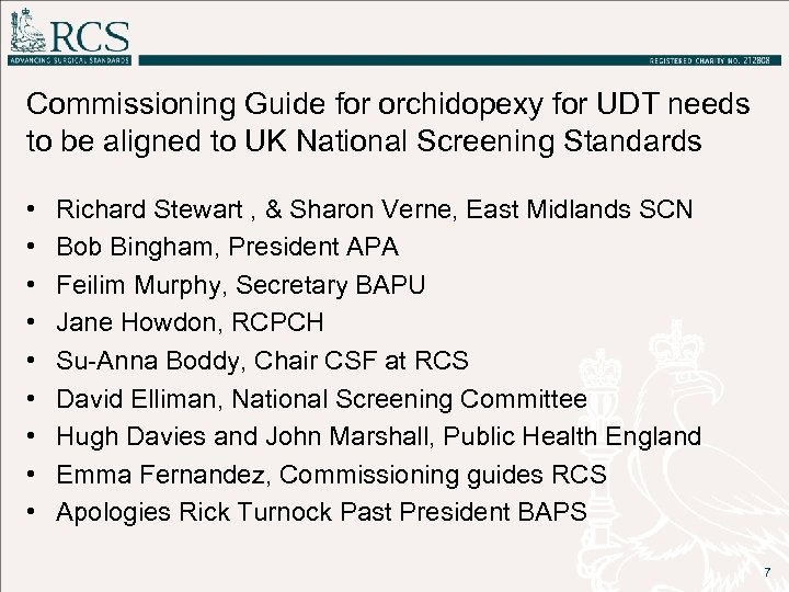 Commissioning Guide for orchidopexy for UDT needs to be aligned to UK National Screening