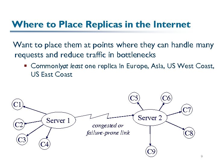 Where to Place Replicas in the Internet Want to place them at points where