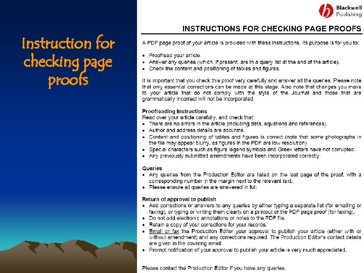 Instruction for checking page proofs 