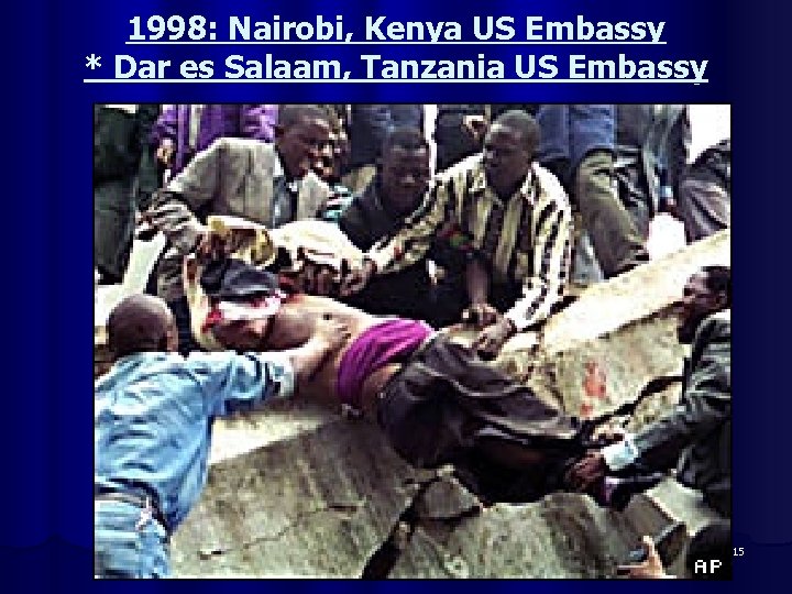 1998: Nairobi, Kenya US Embassy * Dar es Salaam, Tanzania US Embassy 15 