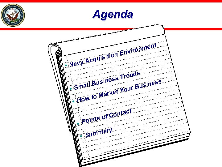 Agenda t y • Nav tio quisi c A n n onme Envir s