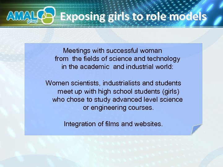 Exposing girls to role models Meetings with successful woman from the fields of science