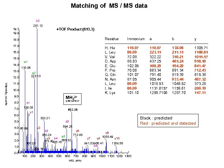 Matching of MS / MS data b 2 251. 12 19. 7 19. 0