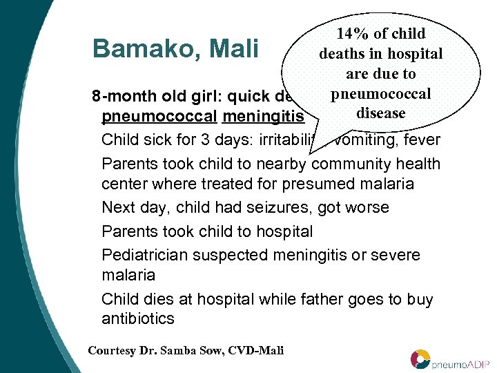 14% of child Bamako, Mali deaths in hospital are due to pneumococcal 8 -month