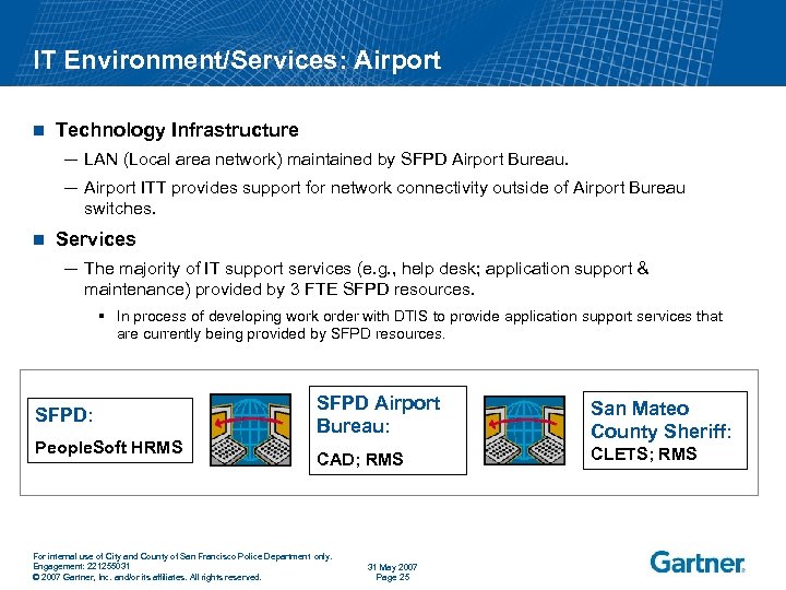 IT Environment/Services: Airport n Technology Infrastructure ─ LAN (Local area network) maintained by SFPD