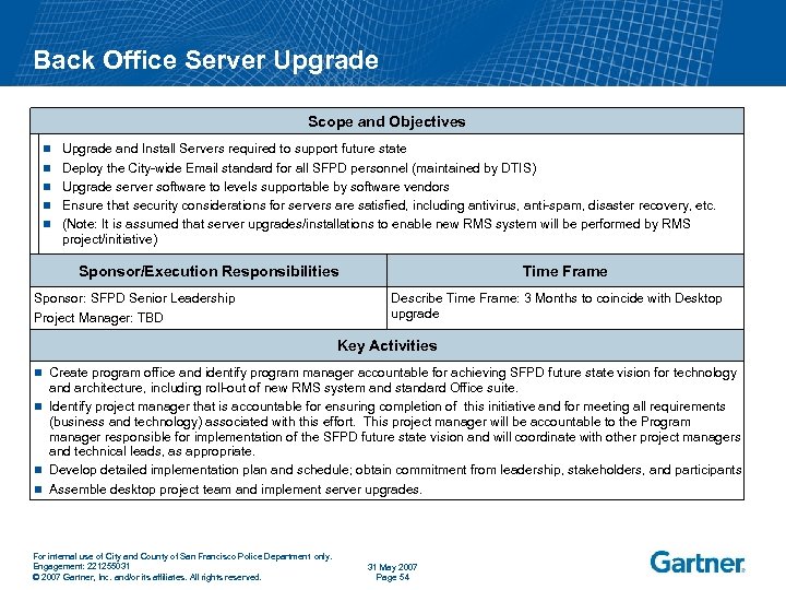 Back Office Server Upgrade Scope and Objectives n n n Upgrade and Install Servers