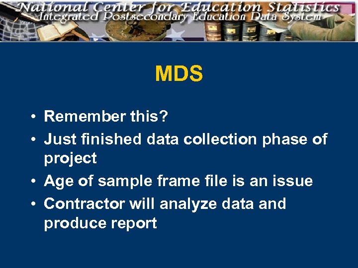 MDS • Remember this? • Just finished data collection phase of project • Age