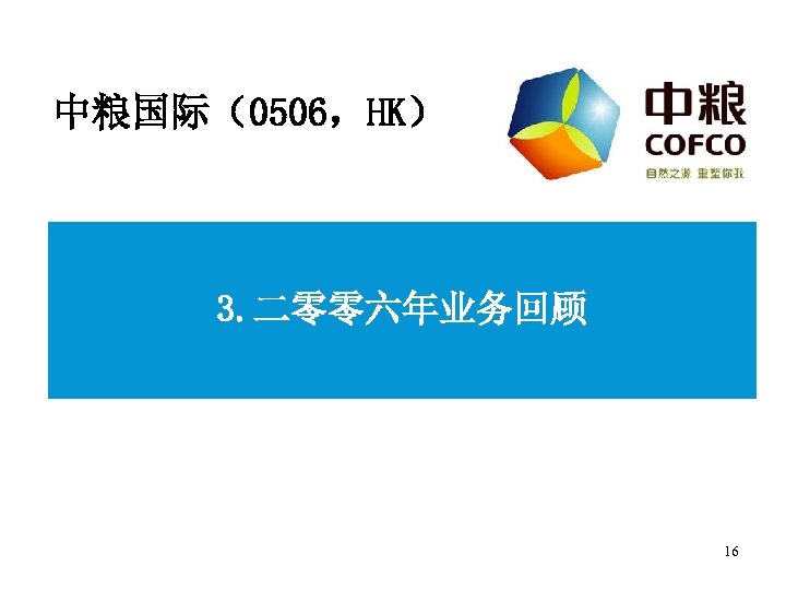 中粮国际（0506，HK） 3. 二零零六年业务回顾 16 