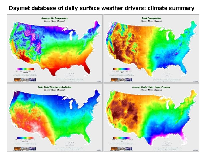 Daymet database of daily surface weather drivers: climate summary 