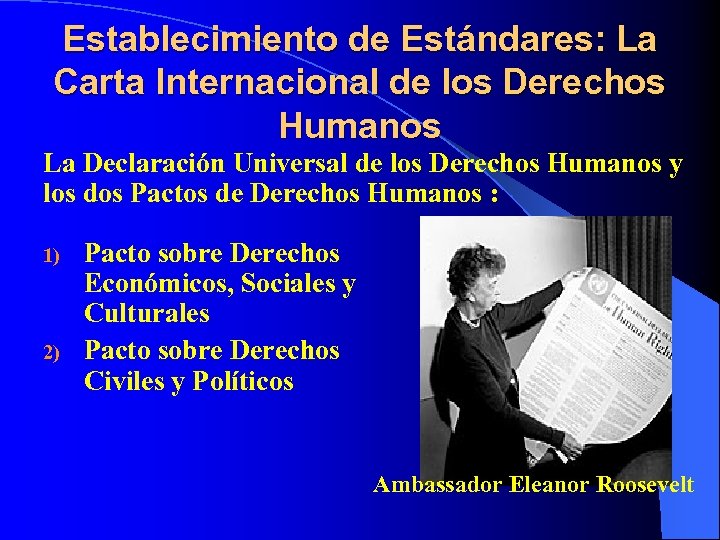 Establecimiento de Estándares: La Carta Internacional de los Derechos Humanos La Declaración Universal de