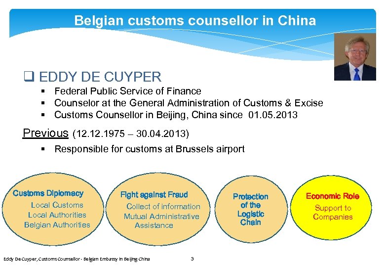Belgian customs counsellor in China q EDDY DE CUYPER § Federal Public Service of