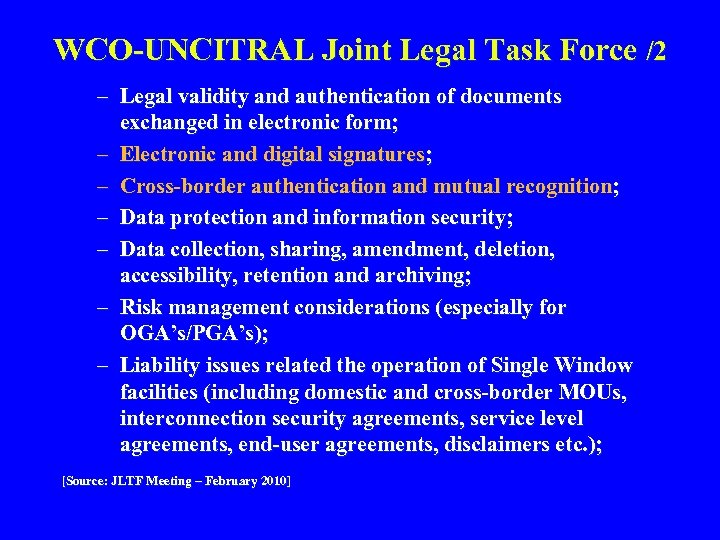 WCO-UNCITRAL Joint Legal Task Force /2 – Legal validity and authentication of documents exchanged