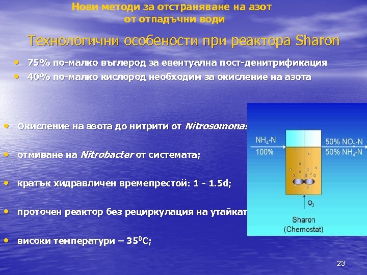 Нови методи за отстраняване на азот от отпадъчни води Технологични особености при реактора Sharon