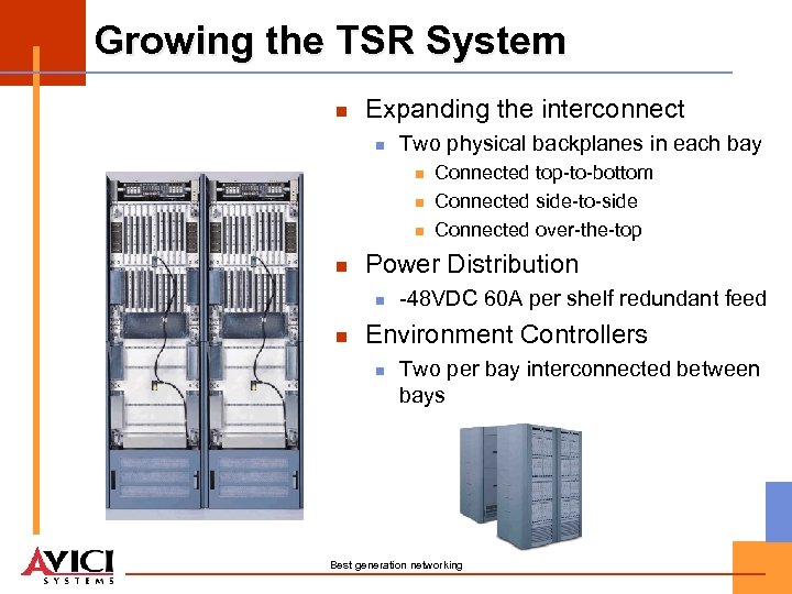 Growing the TSR System n Expanding the interconnect n Two physical backplanes in each