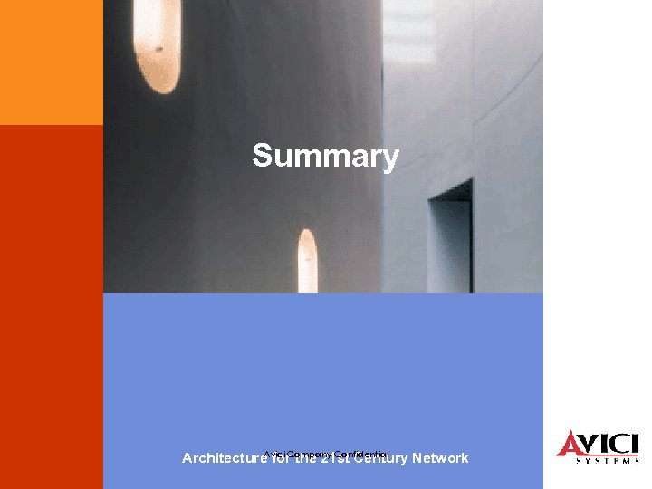 Summary Avici Company Confidential Architecture for the 21 st Century Network 