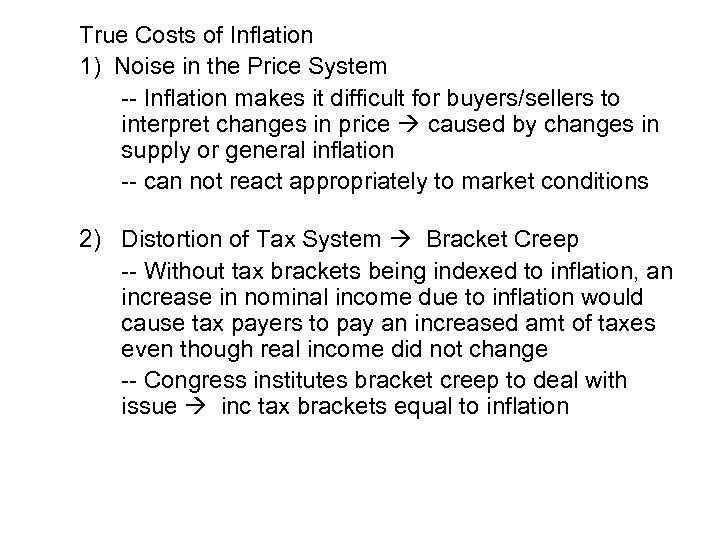 True Costs of Inflation 1) Noise in the Price System -- Inflation makes it
