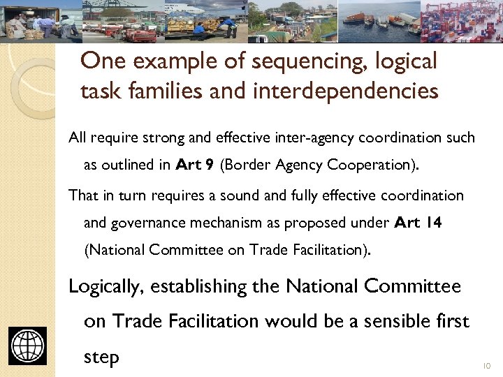 One example of sequencing, logical task families and interdependencies All require strong and effective