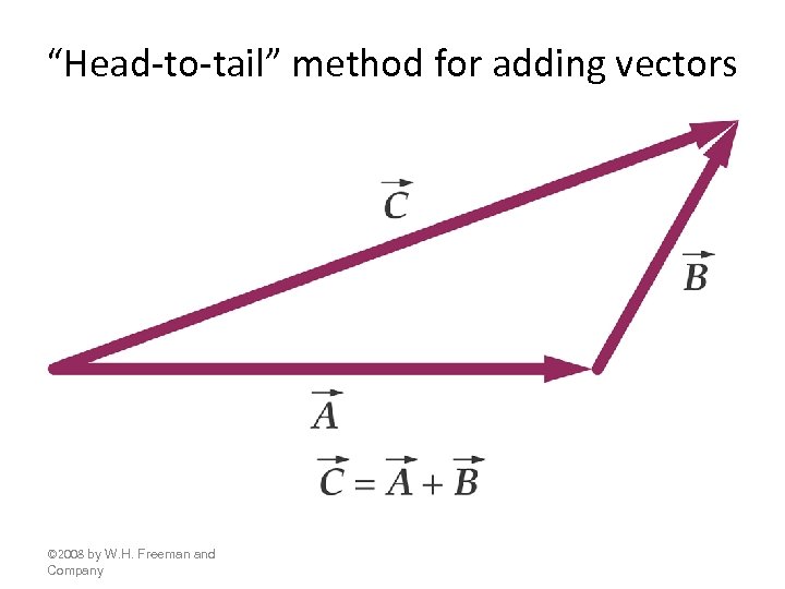 “Head-to-tail” method for adding vectors © 2008 by W. H. Freeman and Company 
