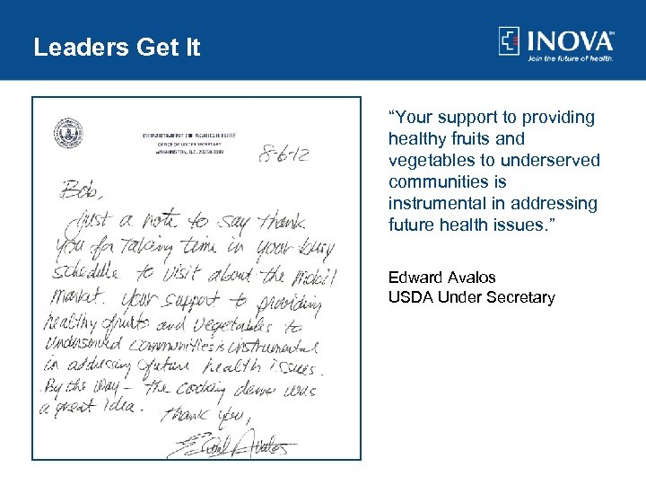 Leaders Get It “Your support to providing healthy fruits and vegetables to underserved communities