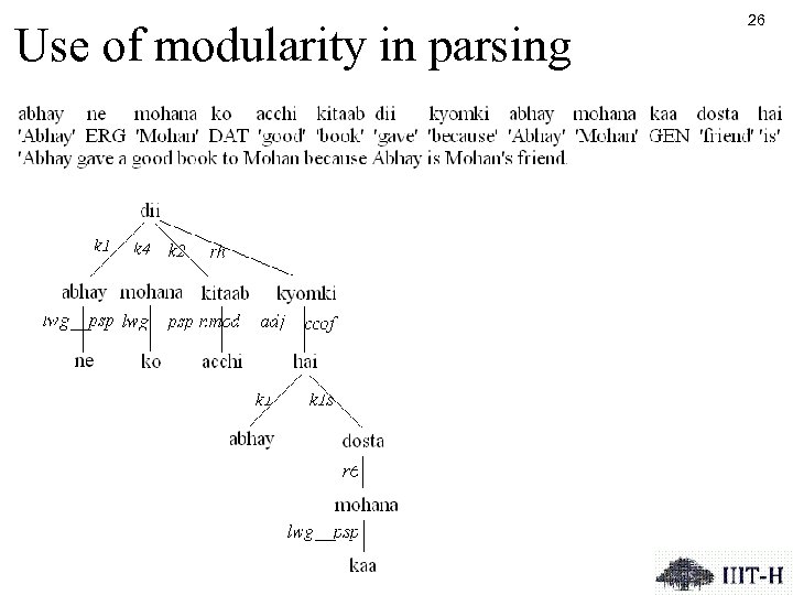 Use of modularity in parsing 26 