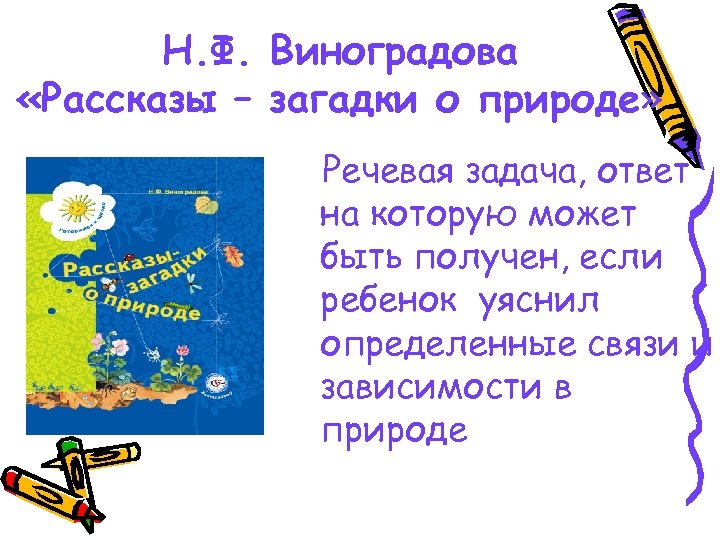 Н. Ф. Виноградова «Рассказы – загадки о природе» Речевая задача, ответ на которую может