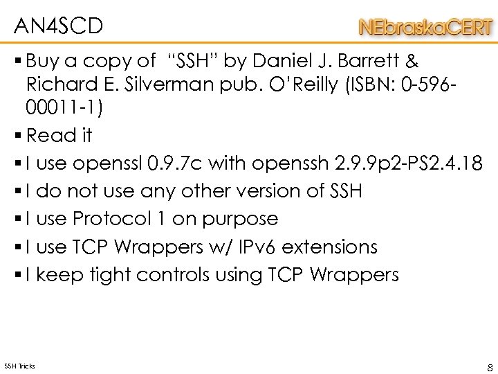 AN 4 SCD § Buy a copy of “SSH” by Daniel J. Barrett &