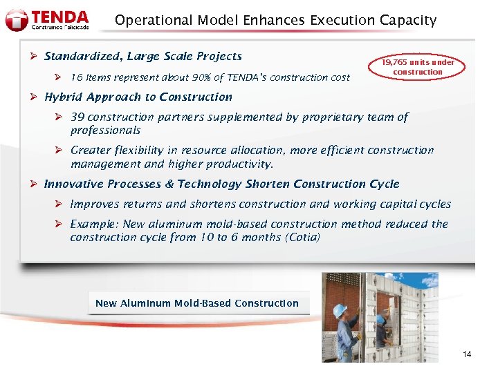 Operational Model Enhances Execution Capacity Ø Standardized, Large Scale Projects Ø 16 Items represent