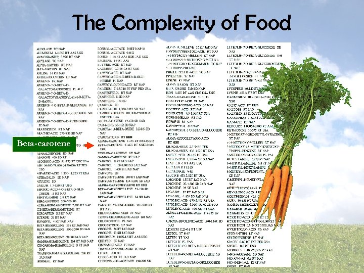 The Complexity of Food Beta-carotene 