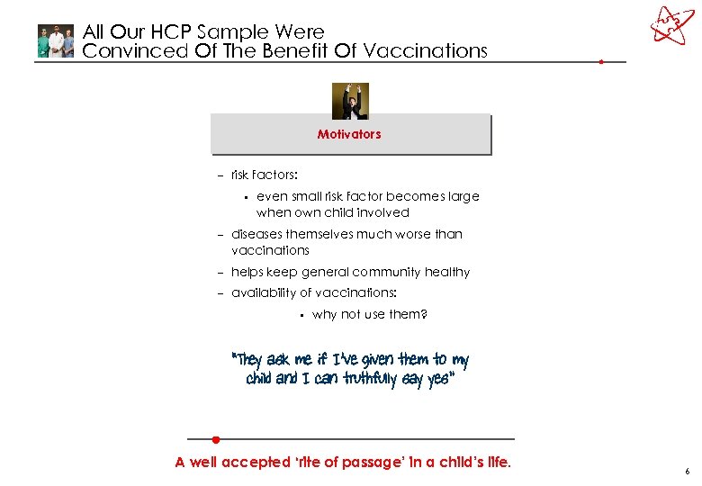 All Our HCP Sample Were Convinced Of The Benefit Of Vaccinations Motivators – risk