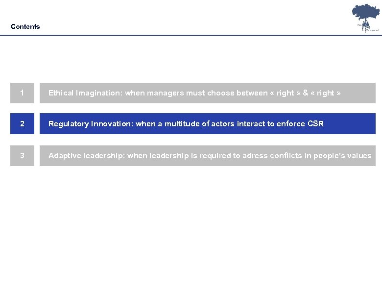 Contents 1 Ethical Imagination: when managers must choose between « right » & «