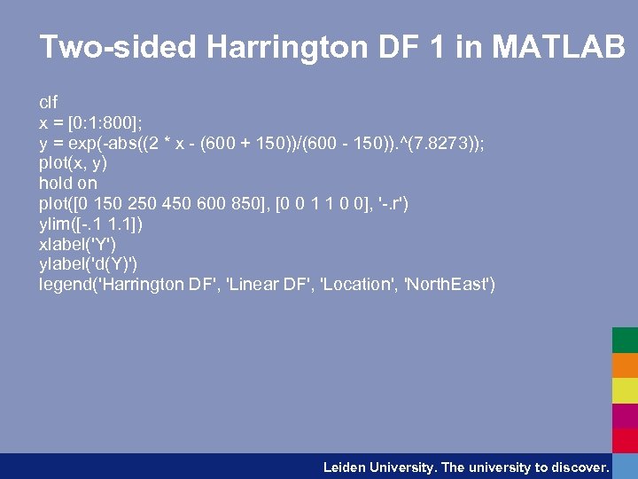 Two-sided Harrington DF 1 in MATLAB clf x = [0: 1: 800]; y =