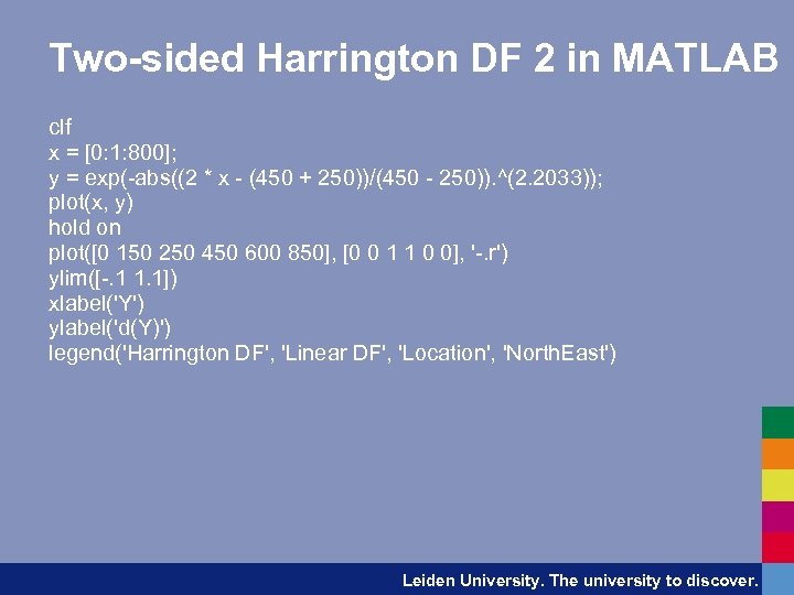 Two-sided Harrington DF 2 in MATLAB clf x = [0: 1: 800]; y =