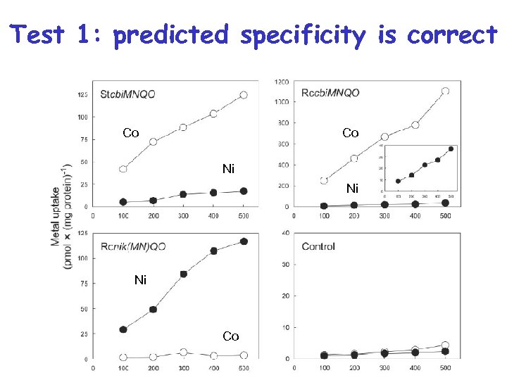 Test 1: predicted specificity is correct Co Co Ni Ni Ni Co 