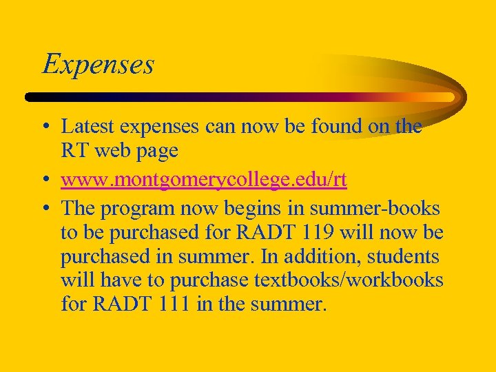 Expenses • Latest expenses can now be found on the RT web page •