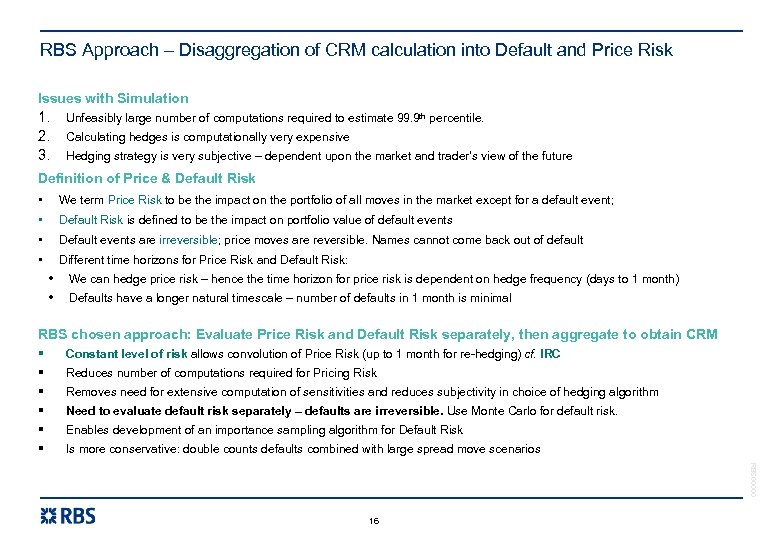 RBS Approach – Disaggregation of CRM calculation into Default and Price Risk Issues with