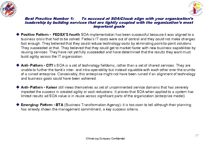 Best Practice Number 1: To succeed at SOA/Cloud: align with your organization’s leadership by