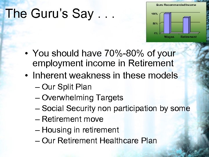 The Guru’s Say. . . • You should have 70%-80% of your employment income
