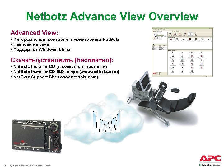 Netbotz Advance View Overview Advanced View: • Интерфейс для контроля и мониторинга Net. Botz