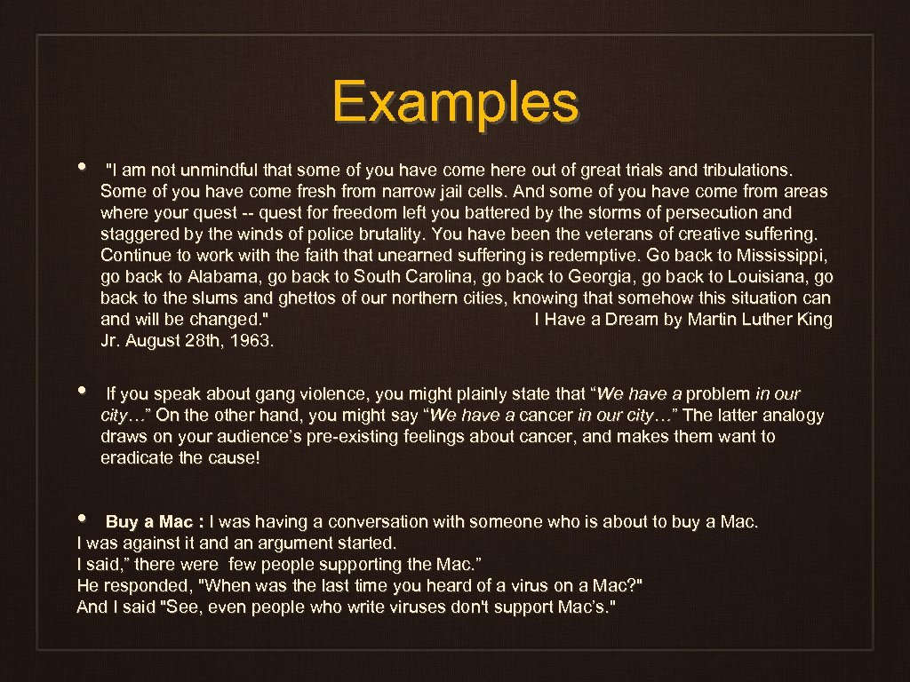 Examples • • • 