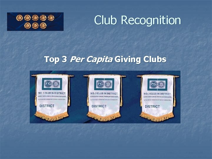 Club Recognition Top 3 Per Capita Giving Clubs 