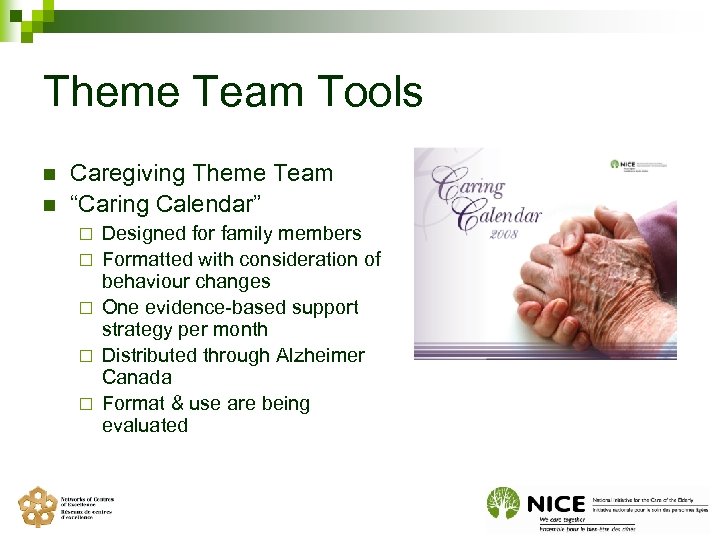 Theme Team Tools n n Caregiving Theme Team “Caring Calendar” ¨ ¨ ¨ Designed